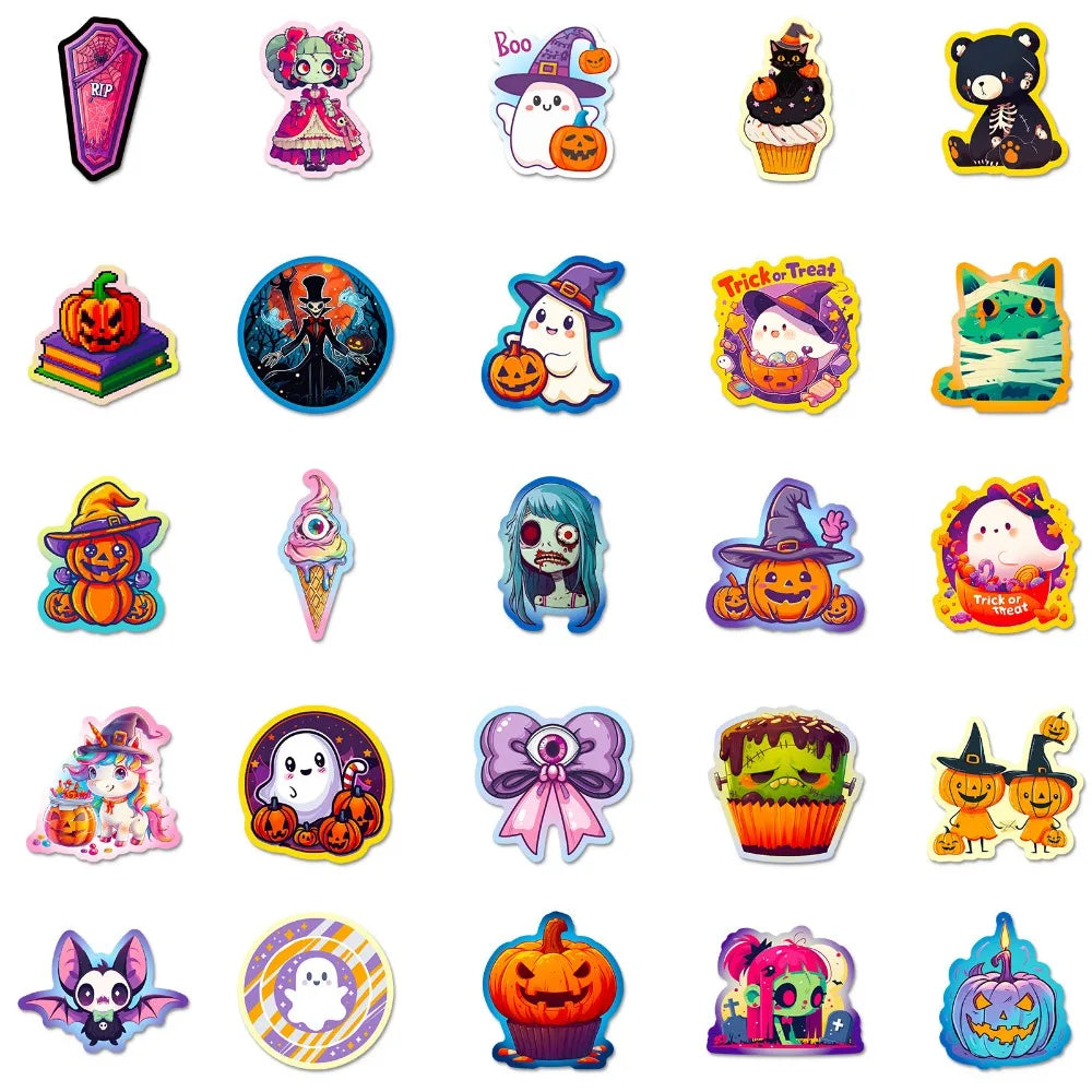 Spooky Halloween Pumpkin Bat Castle Sticker Pack (50pcs)
