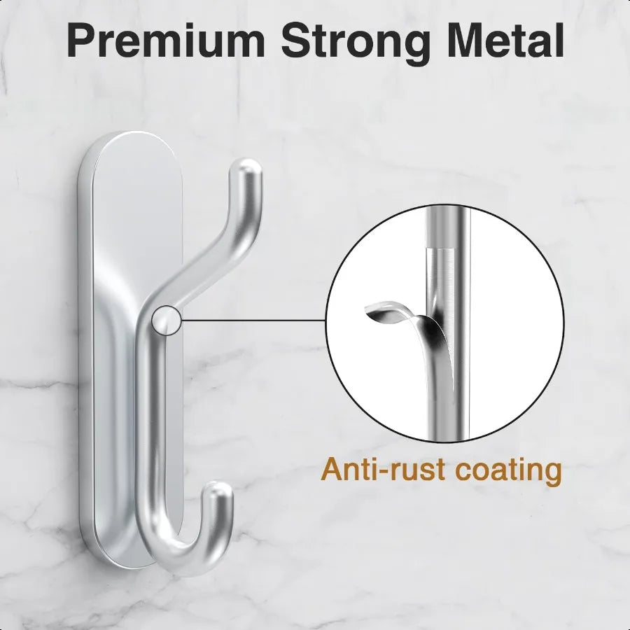 SureGrip Silver Towel & Coat Hooks - Set of 6