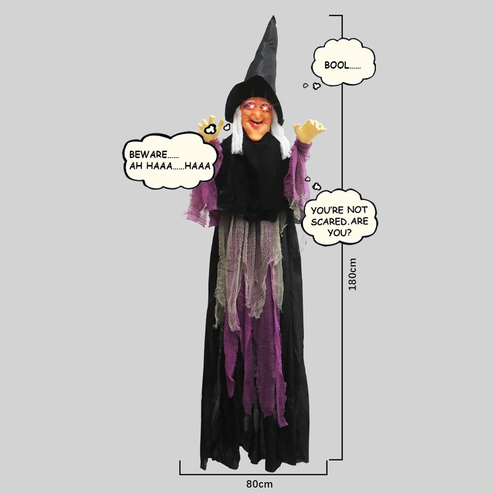 7 Styles Hot Halloween Electronic Witch Decor, Life-size Hanging Witch Halloween Decor, Scary Flying Electronic Witch For Decor