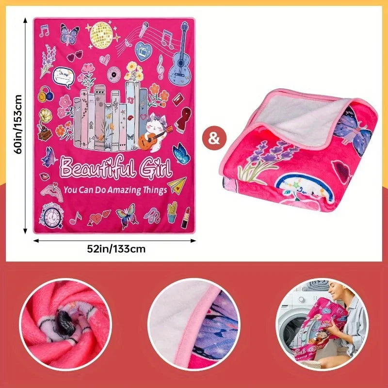 Melody & Words: Pink Dreamer Throw with Butterflies