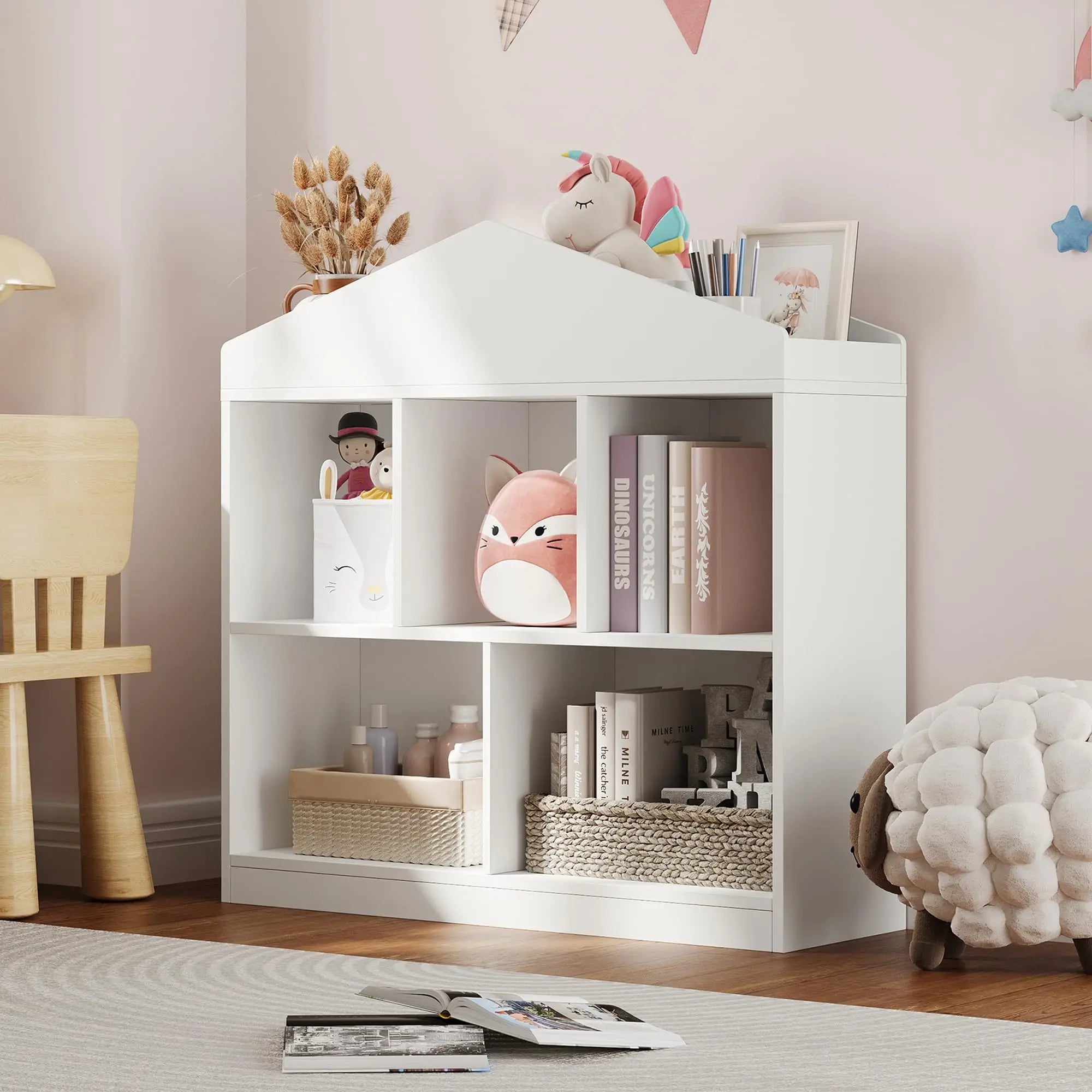 CubbyKids 5-Cubby White Book & Toy Storage Organizer