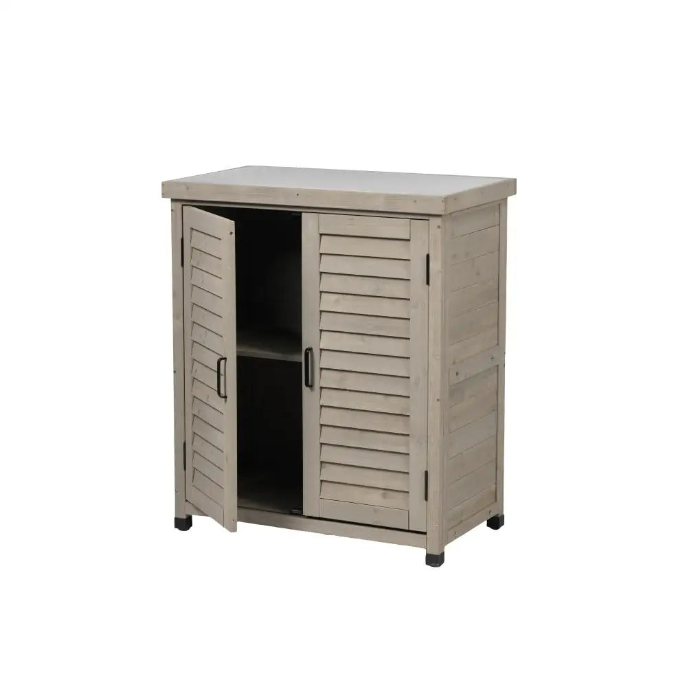 GardenCraft Grey: Outdoor Potting Bench & Storage