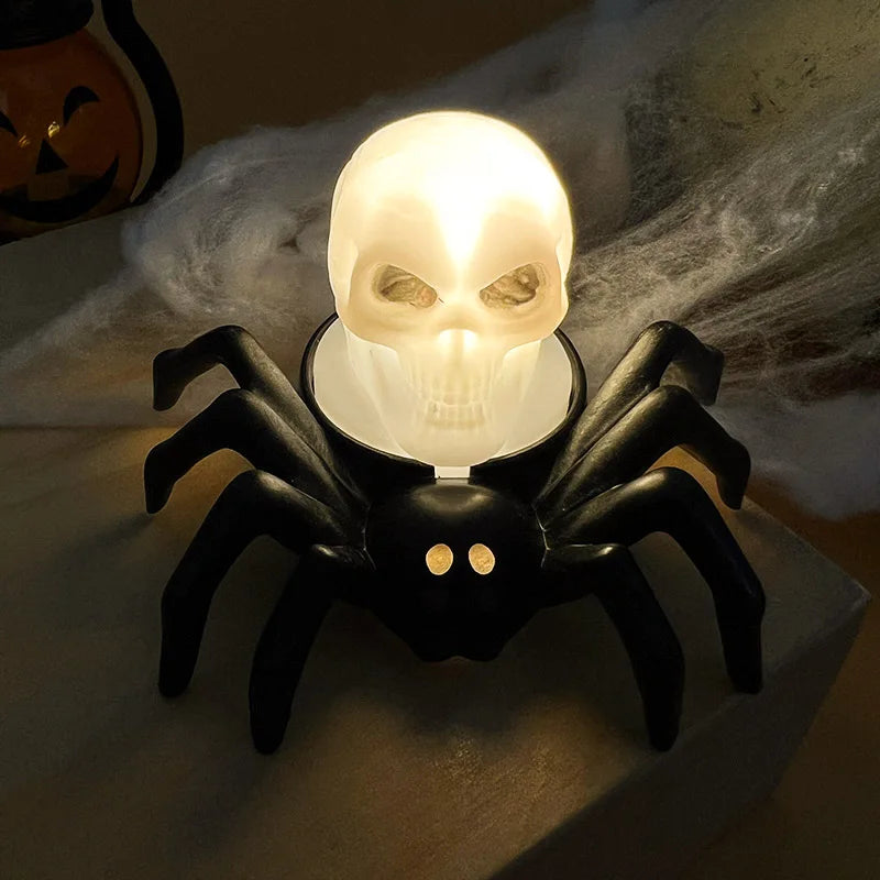 SpookyGlow LED Skull & Spider Candle for Haunts