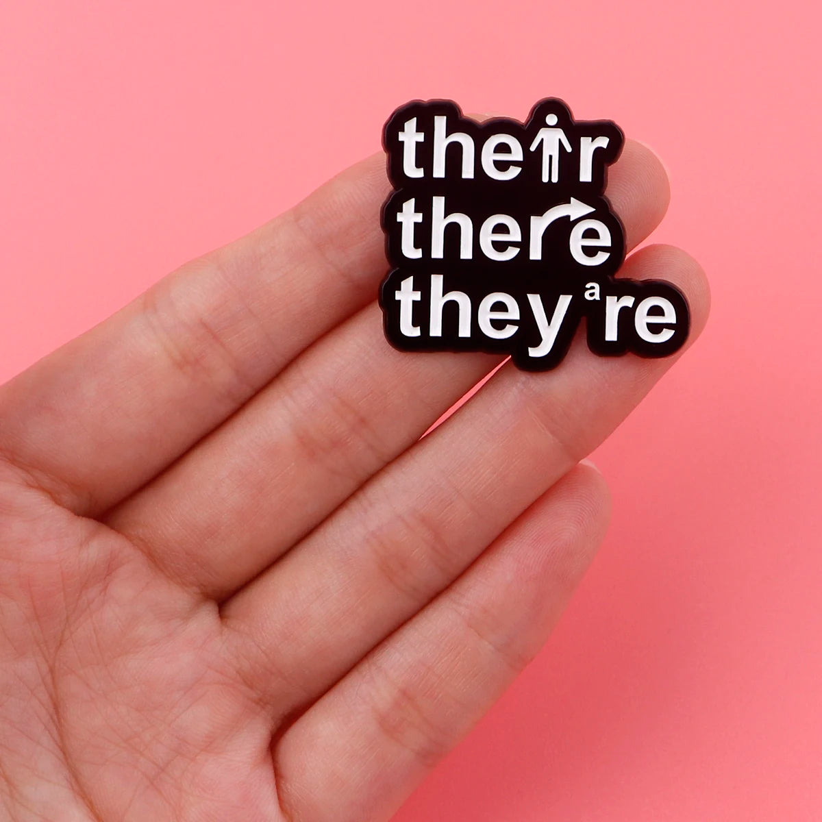 Punny Skeleton Pronoun Pin – Punk Pin Badge Brooch