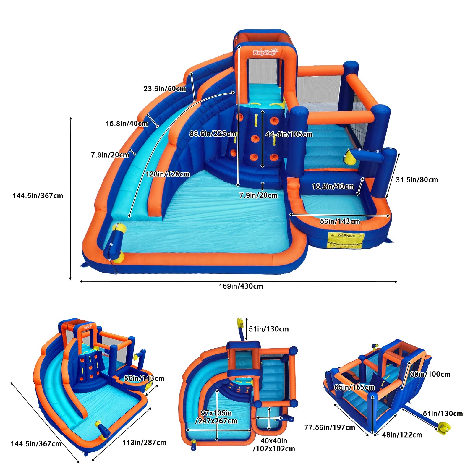 Hapcap Mega Bounce & Slide Castle with Climbing Walls