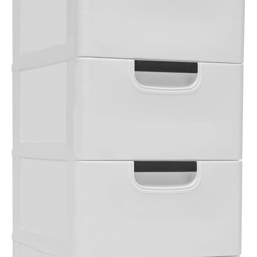 Rollable 5-Drawer Plastic Dresser Storage Tower Unit