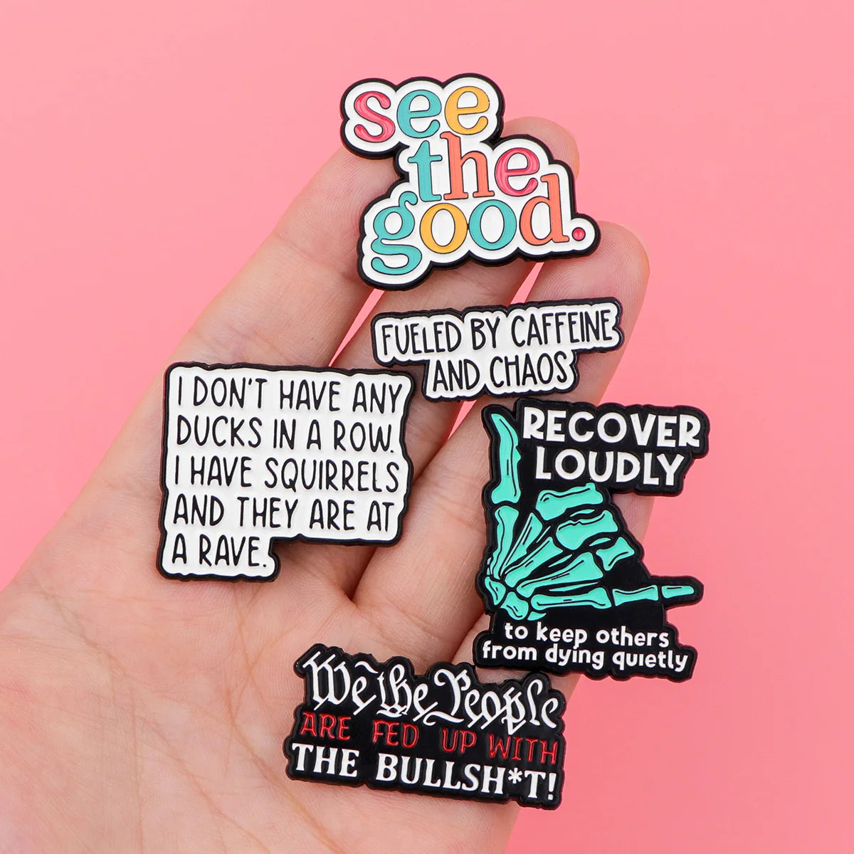 Punny Skeleton Pronoun Pin – Punk Pin Badge Brooch