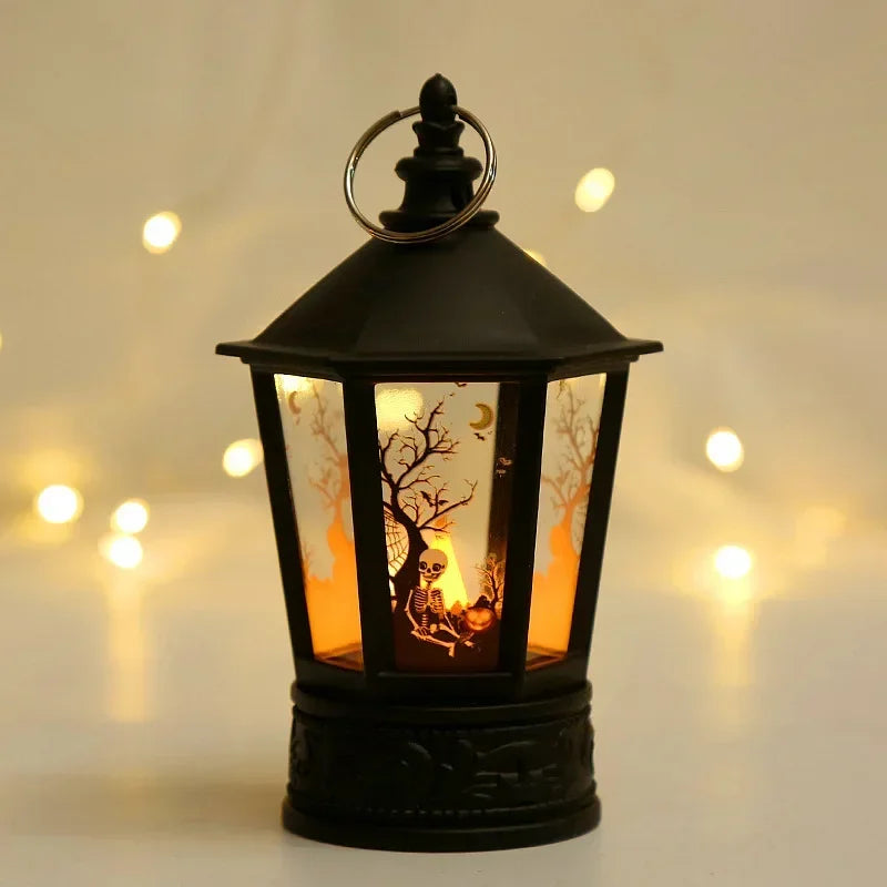 Spooky Vintage LED Witch Castle Lantern Decor