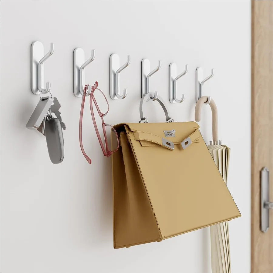 SureGrip Silver Towel & Coat Hooks - Set of 6