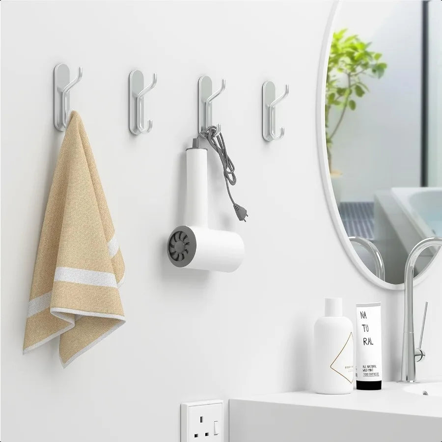 SureGrip Silver Towel & Coat Hooks - Set of 6