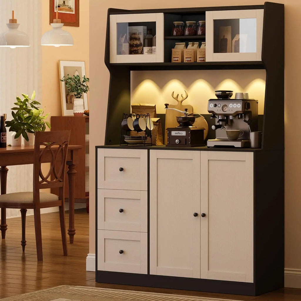 67"Tall Kitchen Pantry Cabinet Buffet Cabinet Sideboard Storage Hutch Cabinet with Drawers & Adjustable Shelves for Dining Room