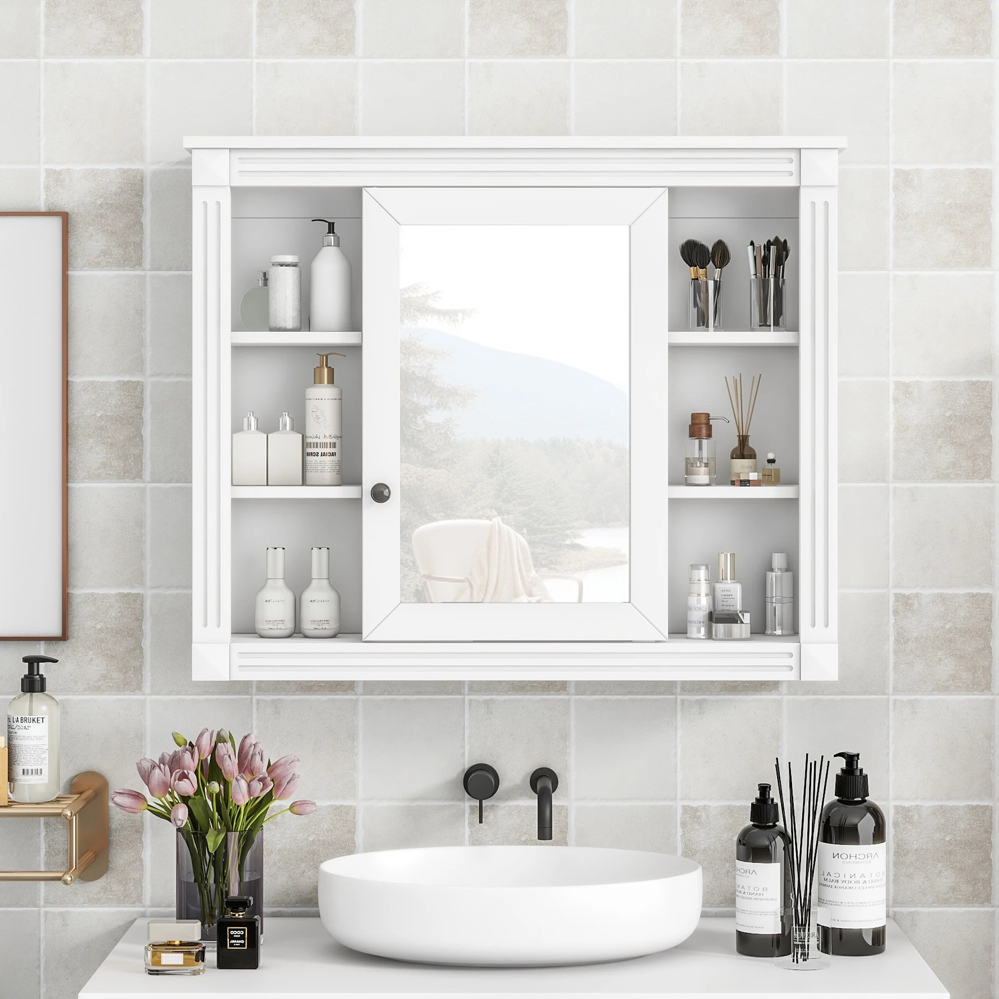 MirrorSpace: Sleek Wall Cabinet with Shelving