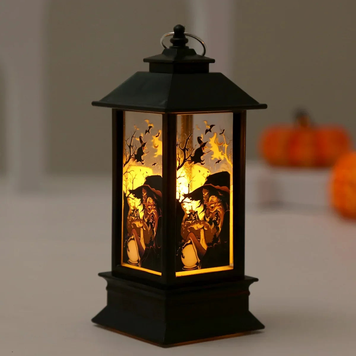 Spooky Vintage LED Witch Castle Lantern Decor