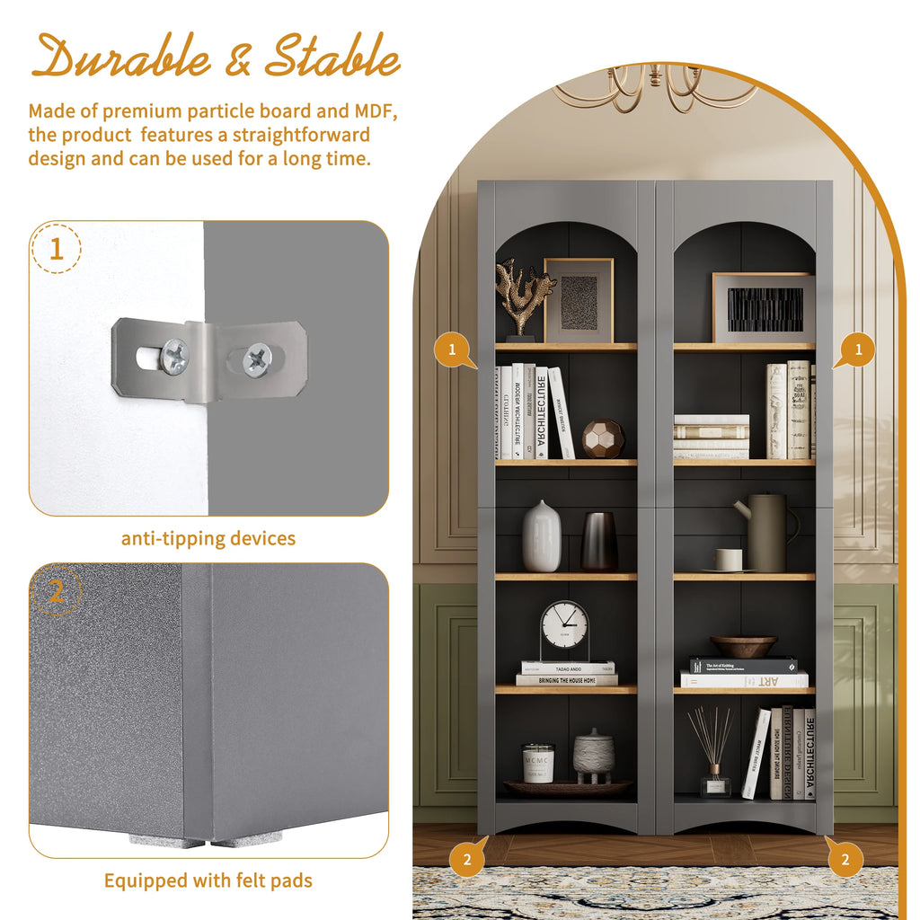 Farmhouse 5-Tier Bookshelf Set – Adjustable 72 Modern
