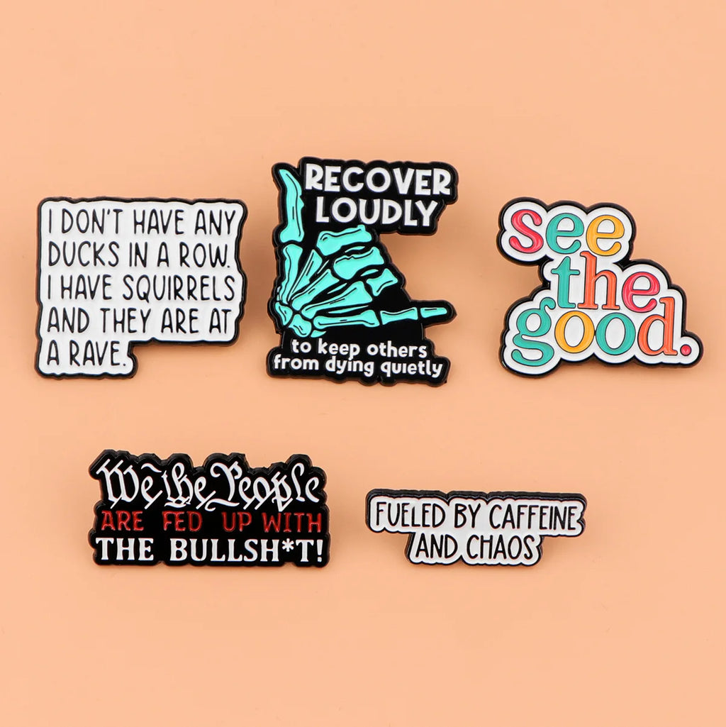 Punny Skeleton Pronoun Pin – Punk Pin Badge Brooch