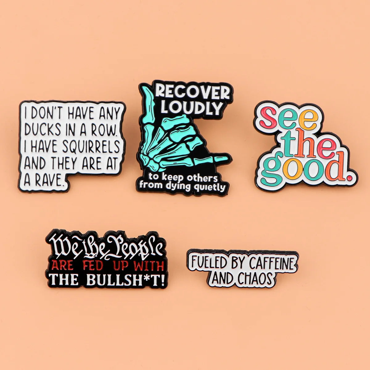 Punny Skeleton Pronoun Pin – Punk Pin Badge Brooch