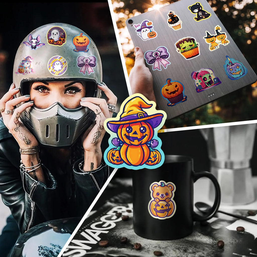 Spooky Halloween Pumpkin Bat Castle Sticker Pack (50pcs)