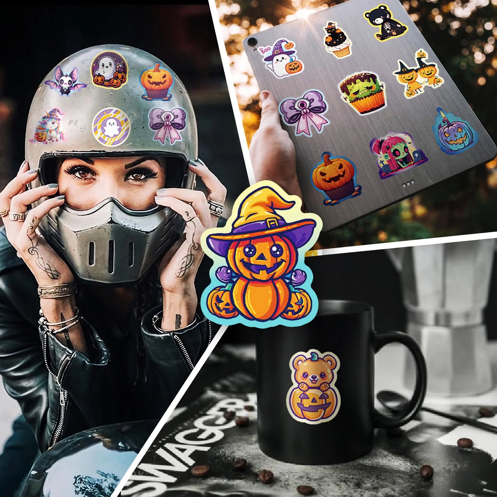 Spooky Halloween Pumpkin Bat Castle Sticker Pack (50pcs)