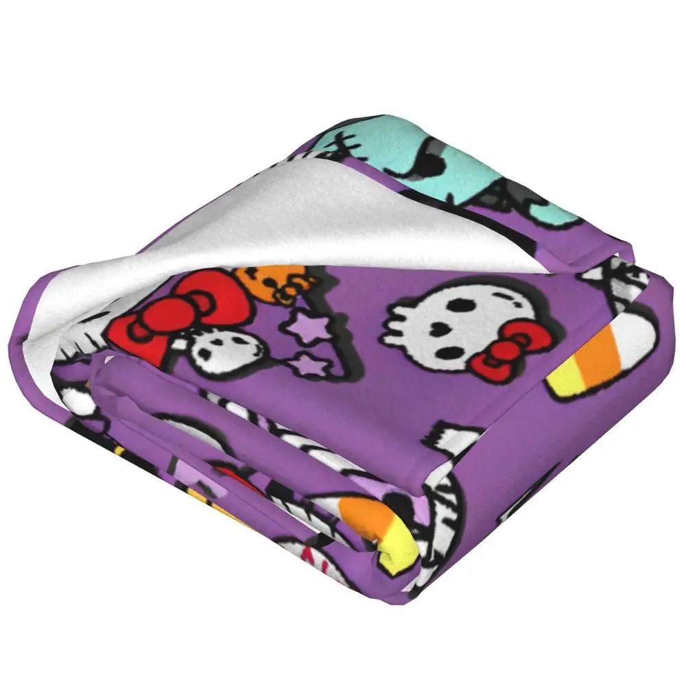 Hello Kitty Halloween Holiday 2024 Blankets Warm Fashion Plush Throw Blanket For Home Decor Camping Flannel Bedspread Bed Cover