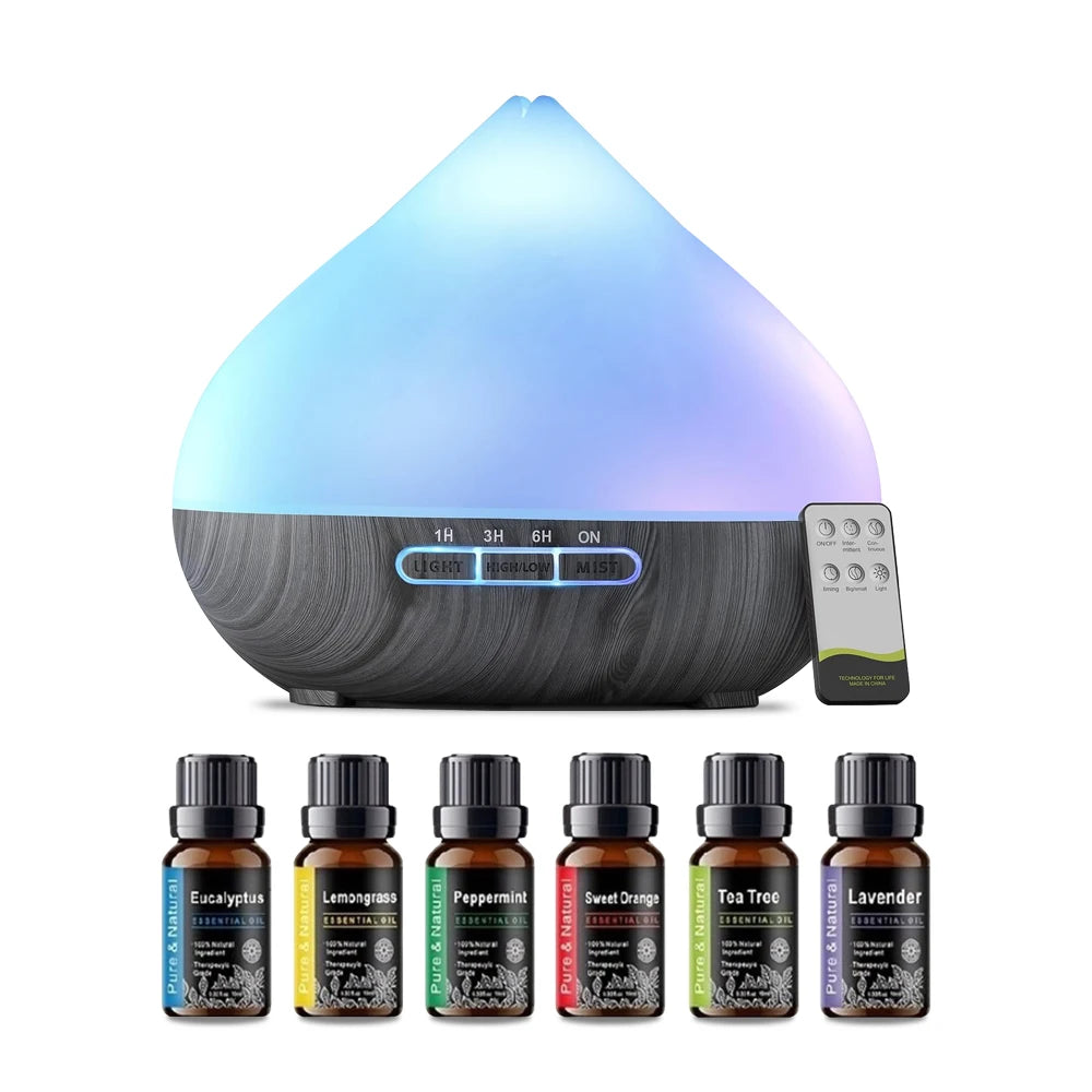 GlowMist 500ml Ultrasonic Diffuser + 6 Aromas