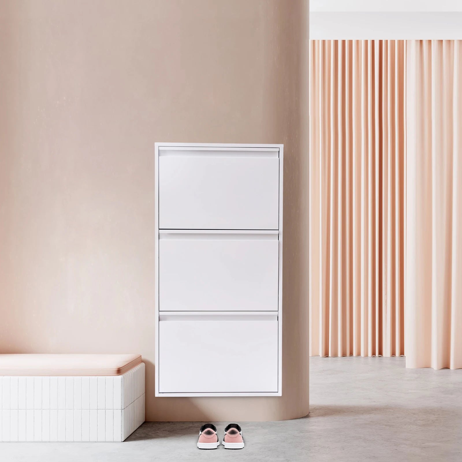 TriFlip Quiet-Close Shoe Cabinet – Wall/Floor Metal Rack