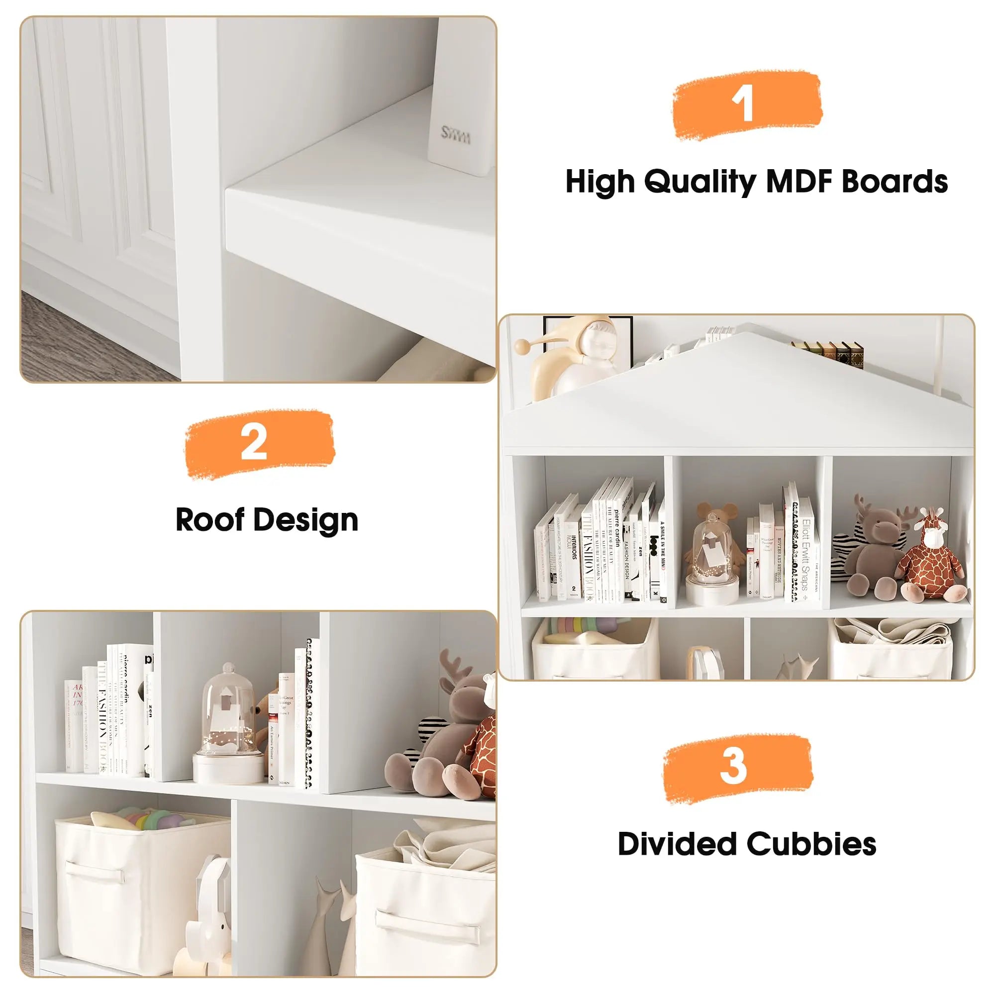 CubbyKids 5-Cubby White Book & Toy Storage Organizer