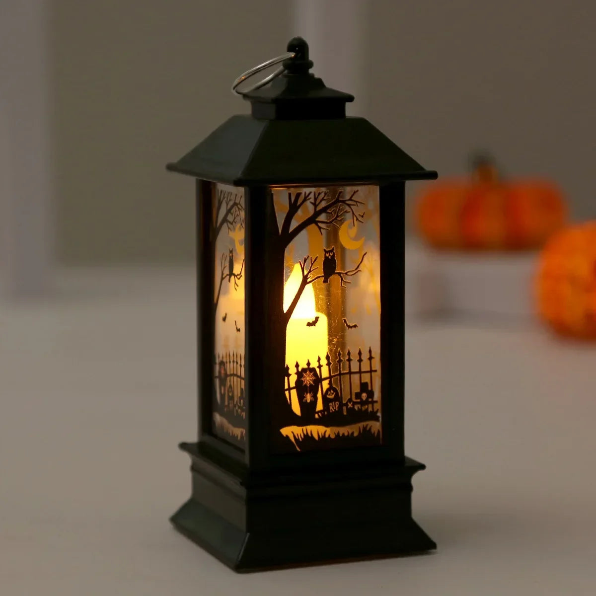 Spooky Vintage LED Witch Castle Lantern Decor