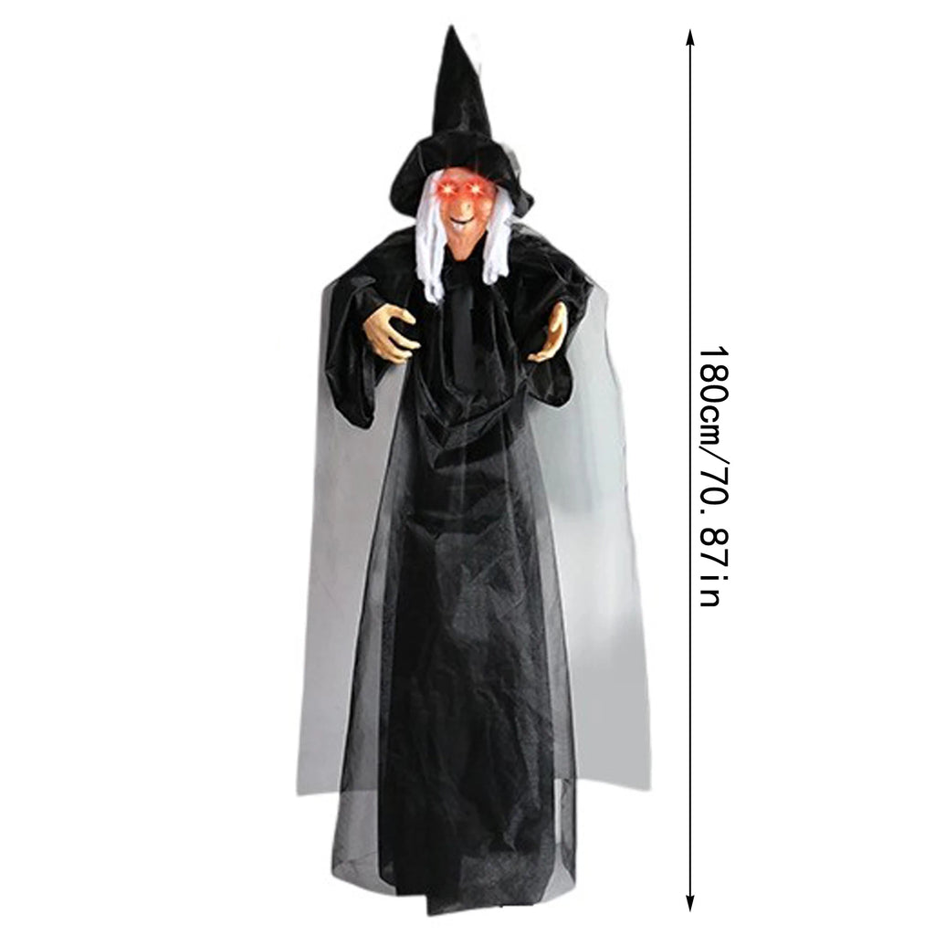 7 Styles Hot Halloween Electronic Witch Decor, Life-size Hanging Witch Halloween Decor, Scary Flying Electronic Witch For Decor
