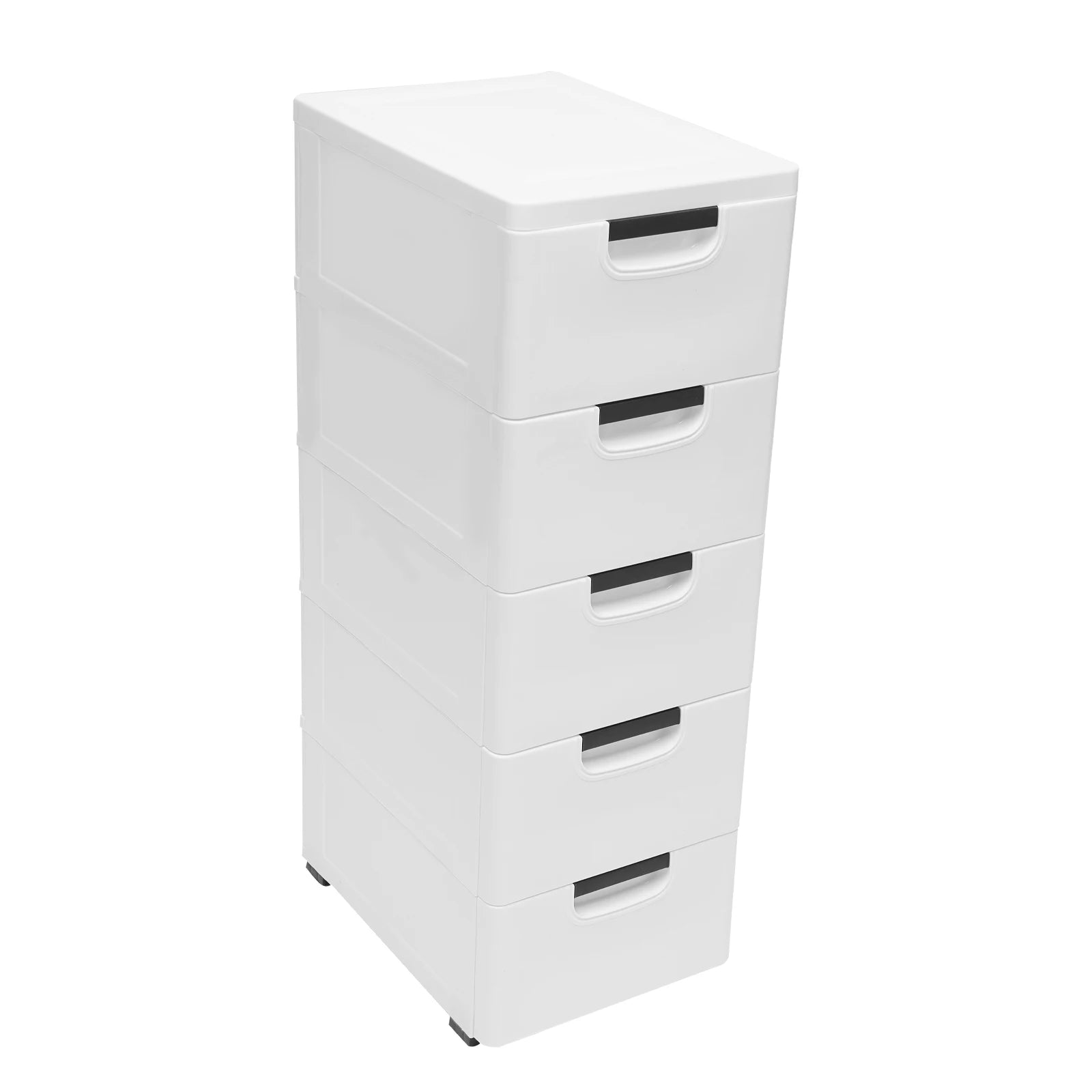 Rollable 5-Drawer Plastic Dresser Storage Tower Unit
