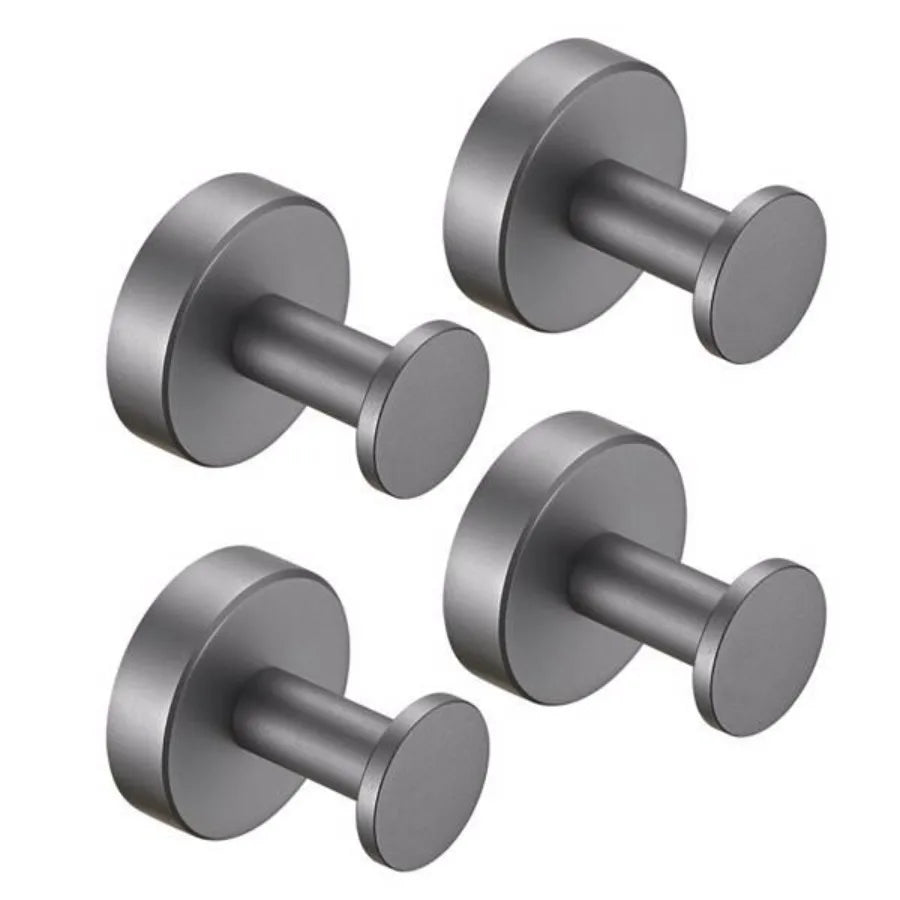 Gun Grey Round Wall Hooks, 4-Pack – With Screws Included
