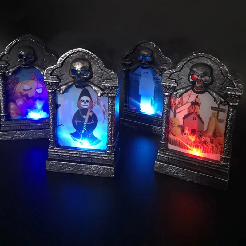 SpookyGlow LED Headstone Light – Halloween Yard Decor