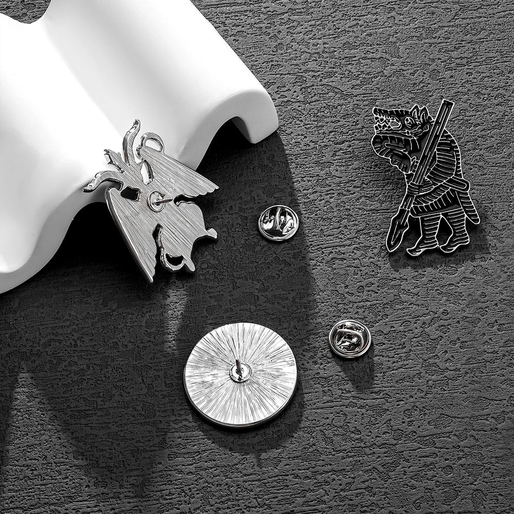 Gothic Baphomet Enamel Pin Set - Halloween Brooches