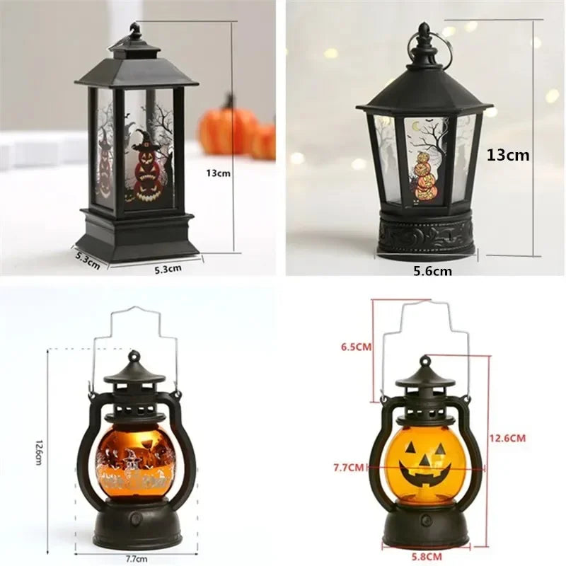Spooky Vintage LED Witch Castle Lantern Decor