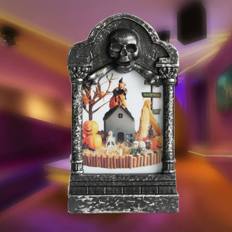 SpookyGlow LED Headstone Light – Halloween Yard Decor