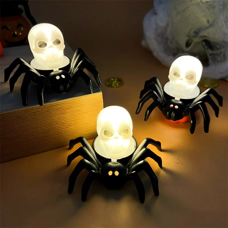 SpookyGlow LED Skull & Spider Candle for Haunts