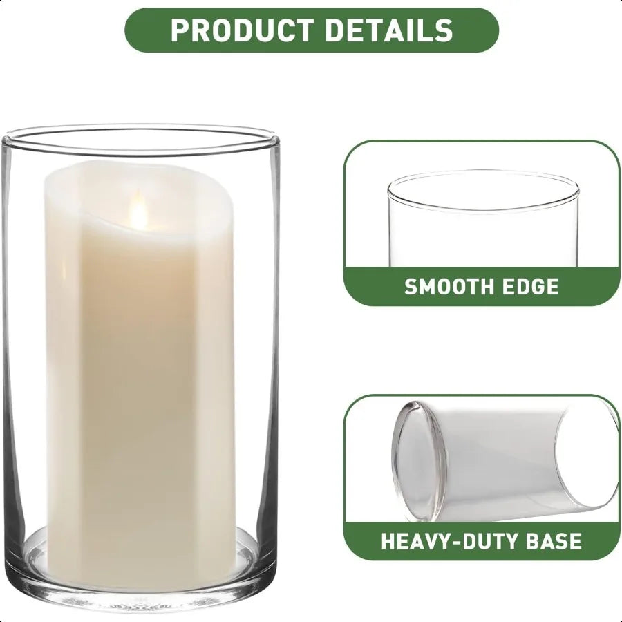 Elegant 6 Glass Cylinder Vases, Set of 6 for Centerpieces