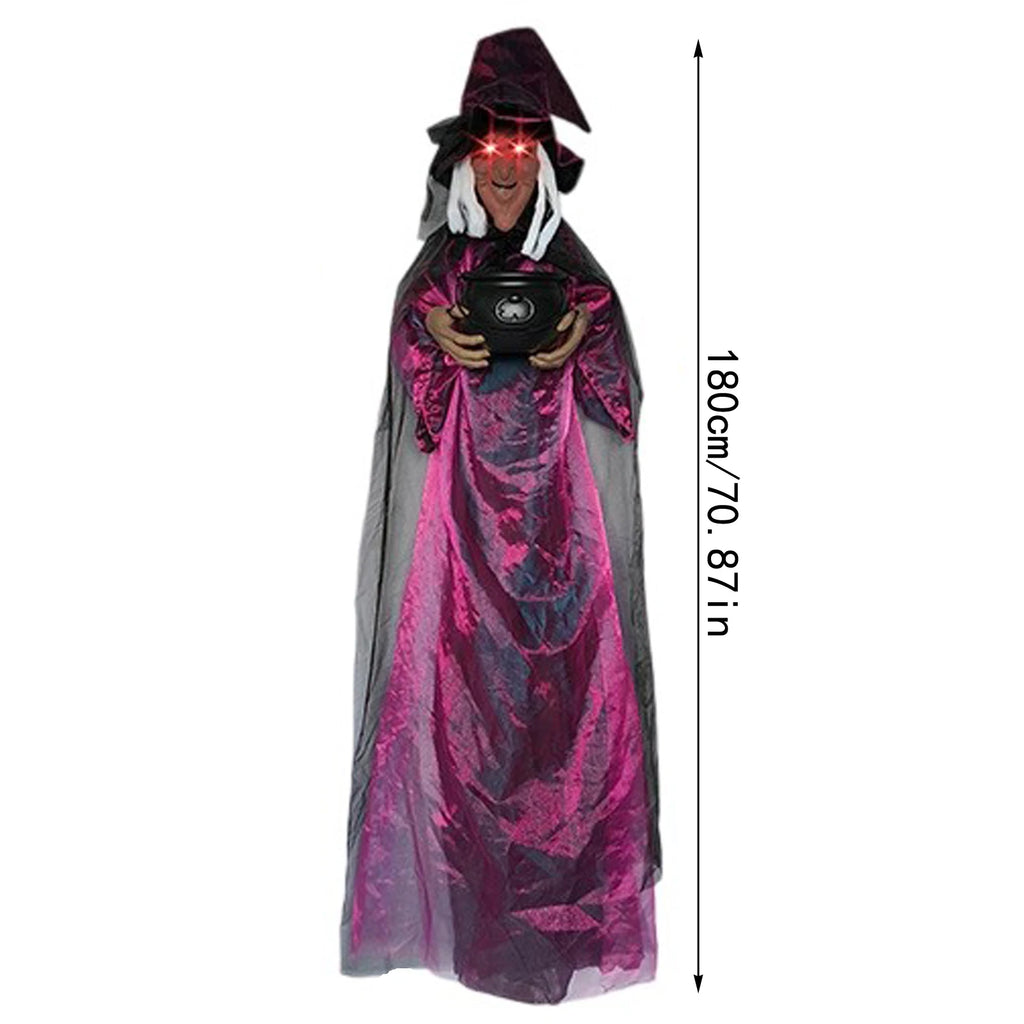 7 Styles Hot Halloween Electronic Witch Decor, Life-size Hanging Witch Halloween Decor, Scary Flying Electronic Witch For Decor