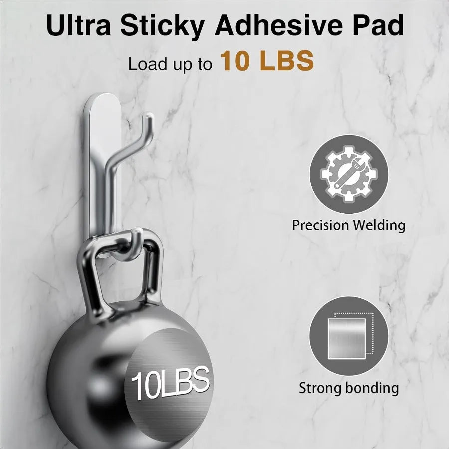 SureGrip Silver Towel & Coat Hooks - Set of 6