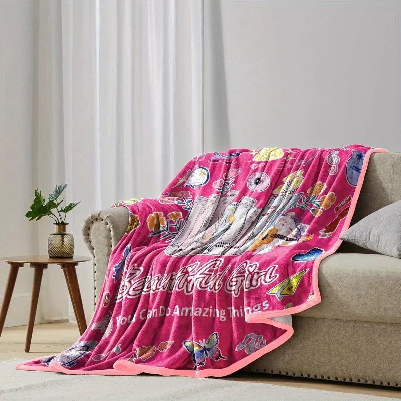 Melody & Words: Pink Dreamer Throw with Butterflies