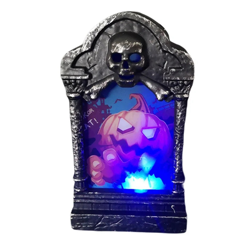 SpookyGlow LED Headstone Light – Halloween Yard Decor
