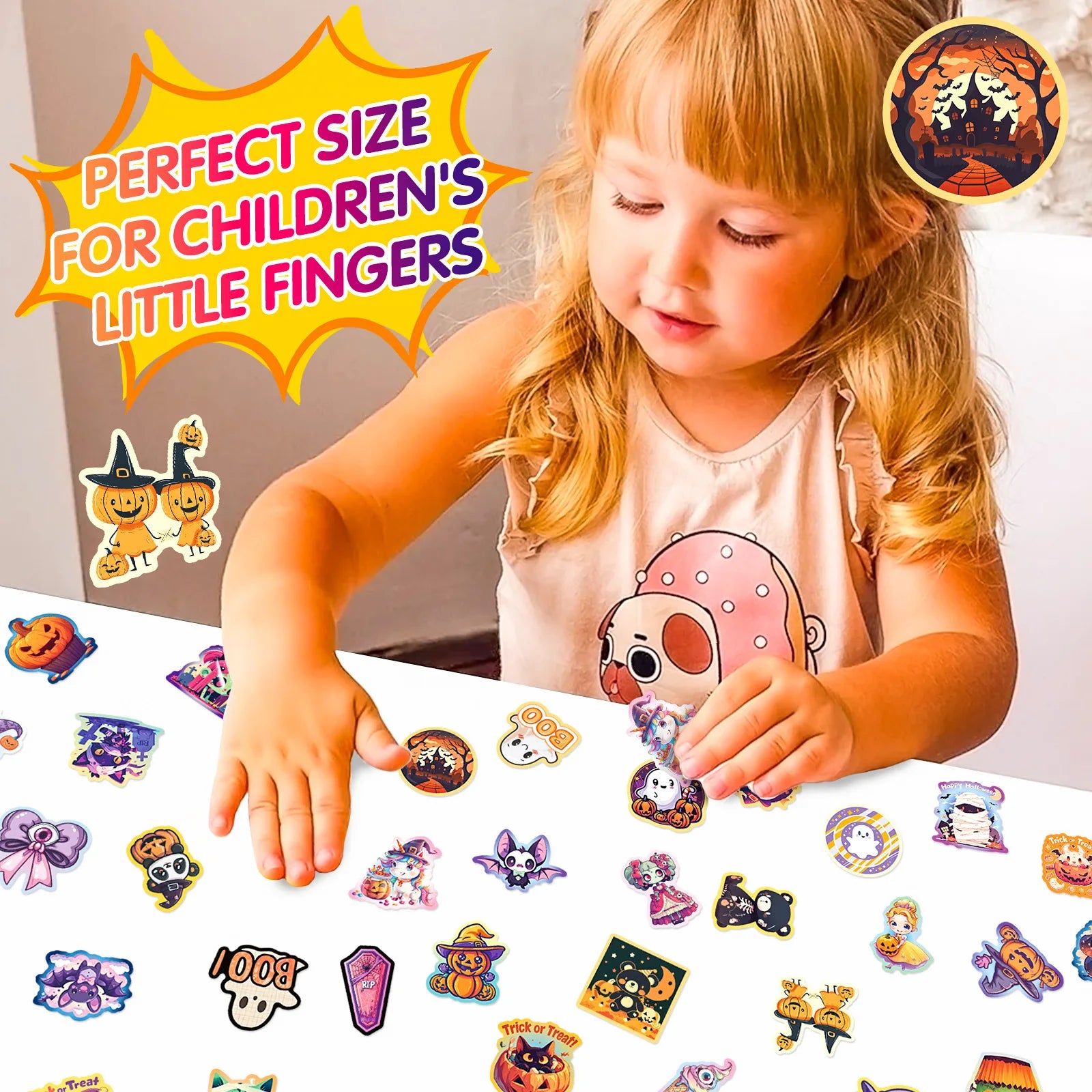 Spooky Halloween Pumpkin Bat Castle Sticker Pack (50pcs)