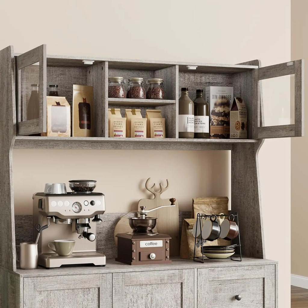 67"Tall Kitchen Pantry Cabinet Buffet Cabinet Sideboard Storage Hutch Cabinet with Drawers & Adjustable Shelves for Dining Room