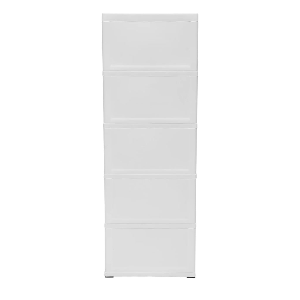 Rollable 5-Drawer Plastic Dresser Storage Tower Unit