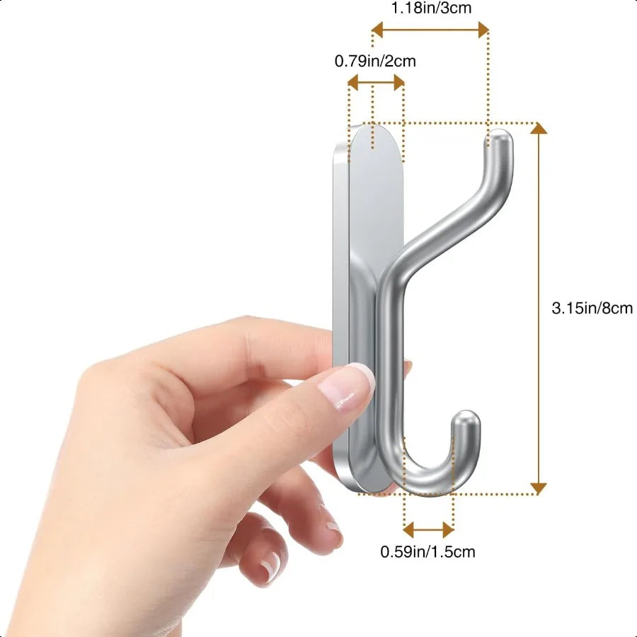 SureGrip Silver Towel & Coat Hooks - Set of 6