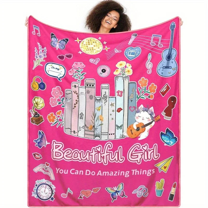Melody & Words: Pink Dreamer Throw with Butterflies