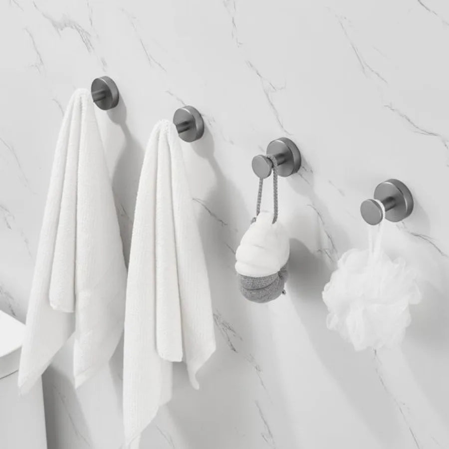 Gun Grey Round Wall Hooks, 4-Pack – With Screws Included