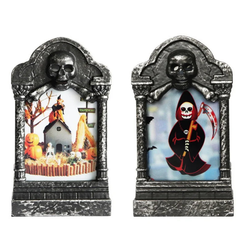 SpookyGlow LED Headstone Light – Halloween Yard Decor