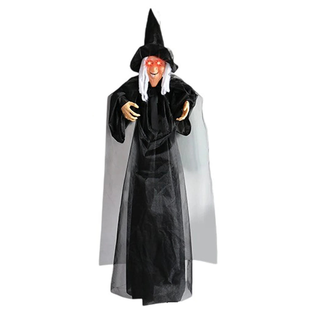 7 Styles Hot Halloween Electronic Witch Decor, Life-size Hanging Witch Halloween Decor, Scary Flying Electronic Witch For Decor