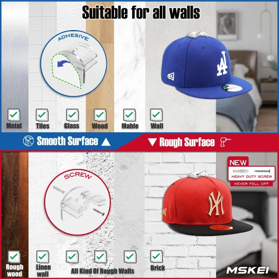 DualStyle Clear Hat Hanger: Wall Display & Organizer