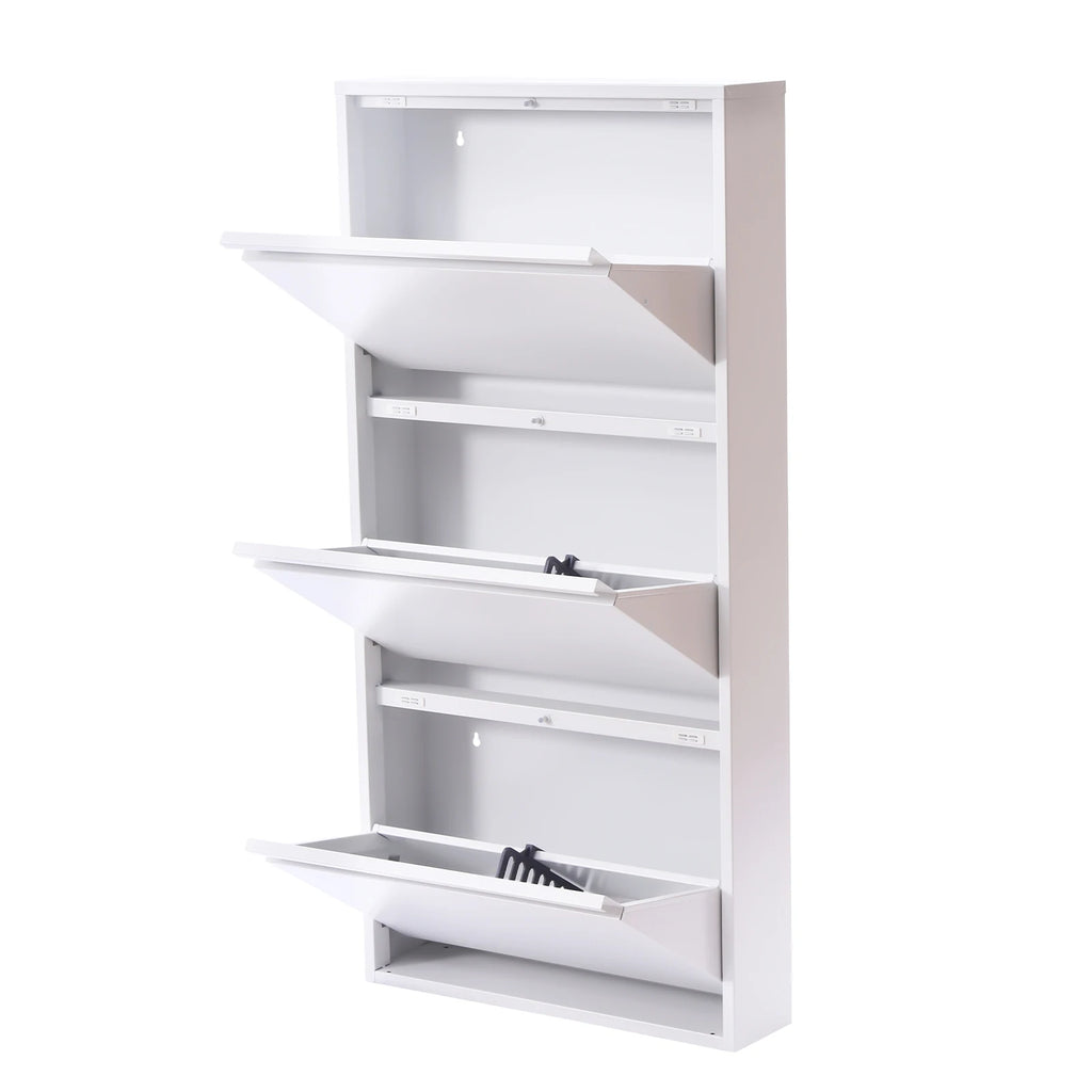 TriFlip Quiet-Close Shoe Cabinet – Wall/Floor Metal Rack